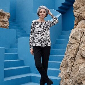 Ophelia Roe Zebra Printed Blouse Sz 1X